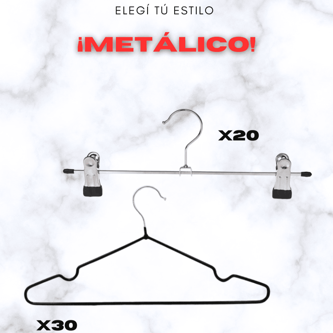 Combo 50u - Metálico con y sin ganchos 40cm y 35cm