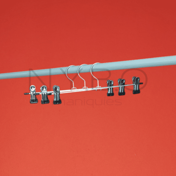 Perchas metálicas cromadas con ganchos 35cm