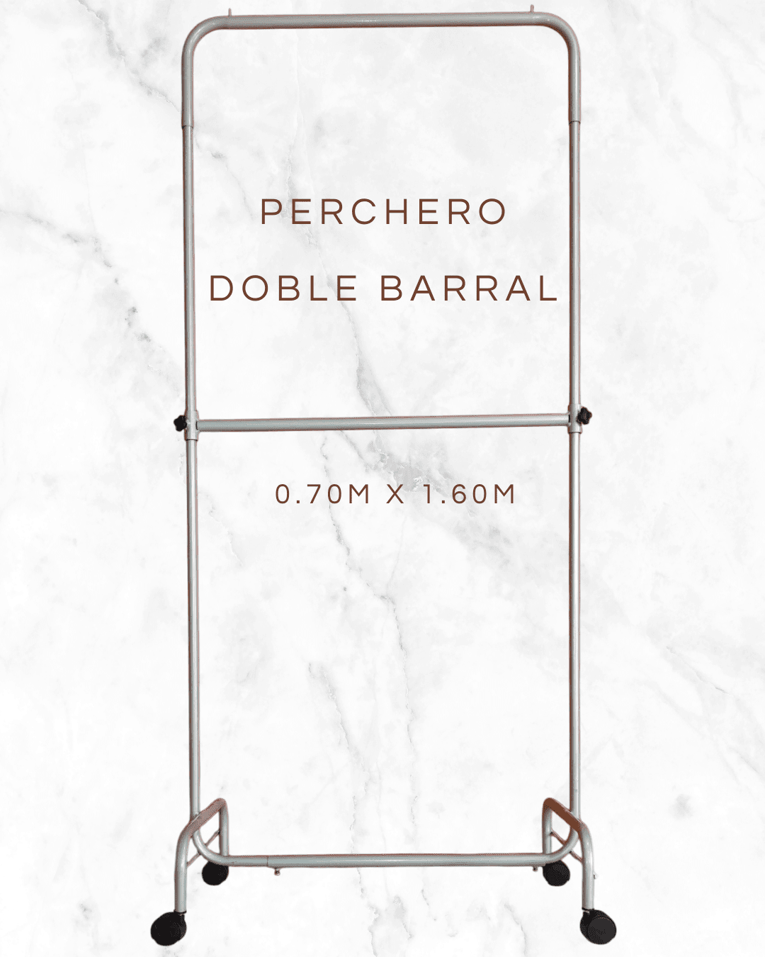 Perchero 70 x 1.60 doble barral con ruedas