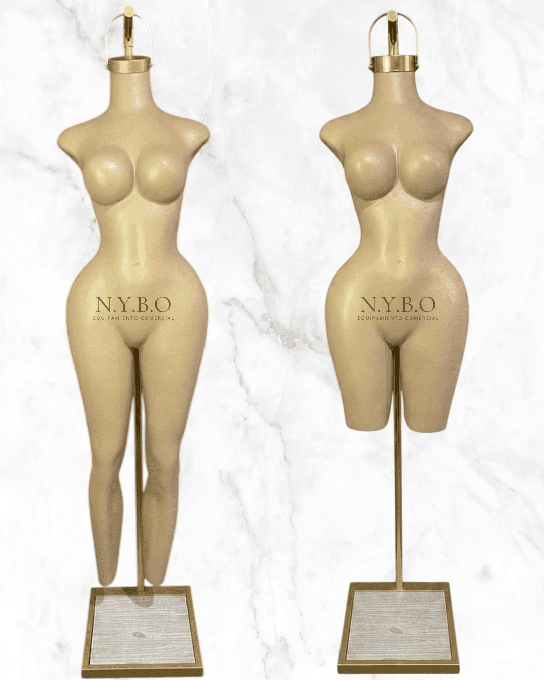 Maniquí Curvy Colgante - Base Dorada